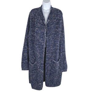 J. Jill Duster Cardigan Sweater Women's Large Blue‎ Mix Cotton Blend CJ-1225